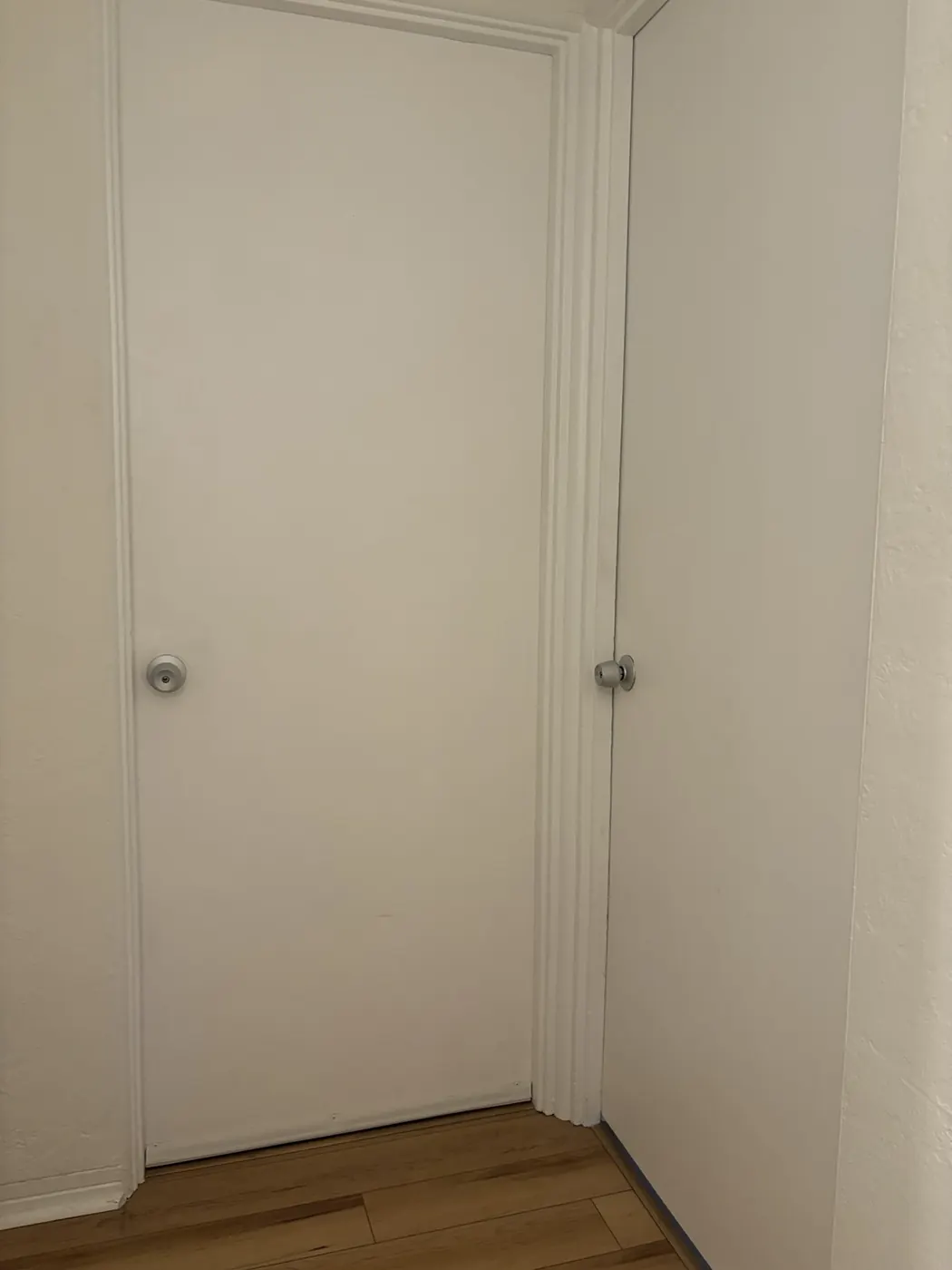Before photo of two original flat interior doors