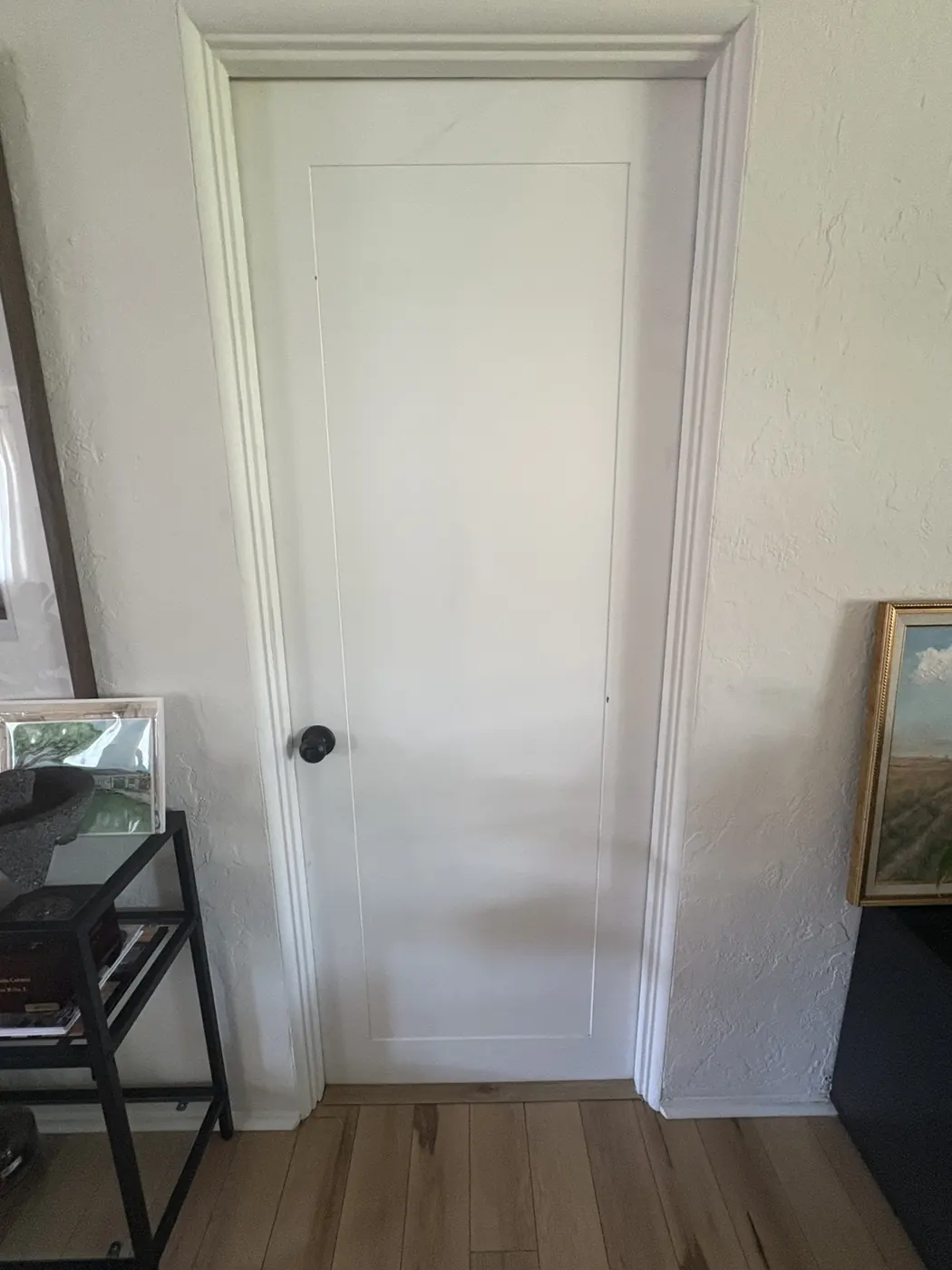 Finished shaker-style interior door after installation